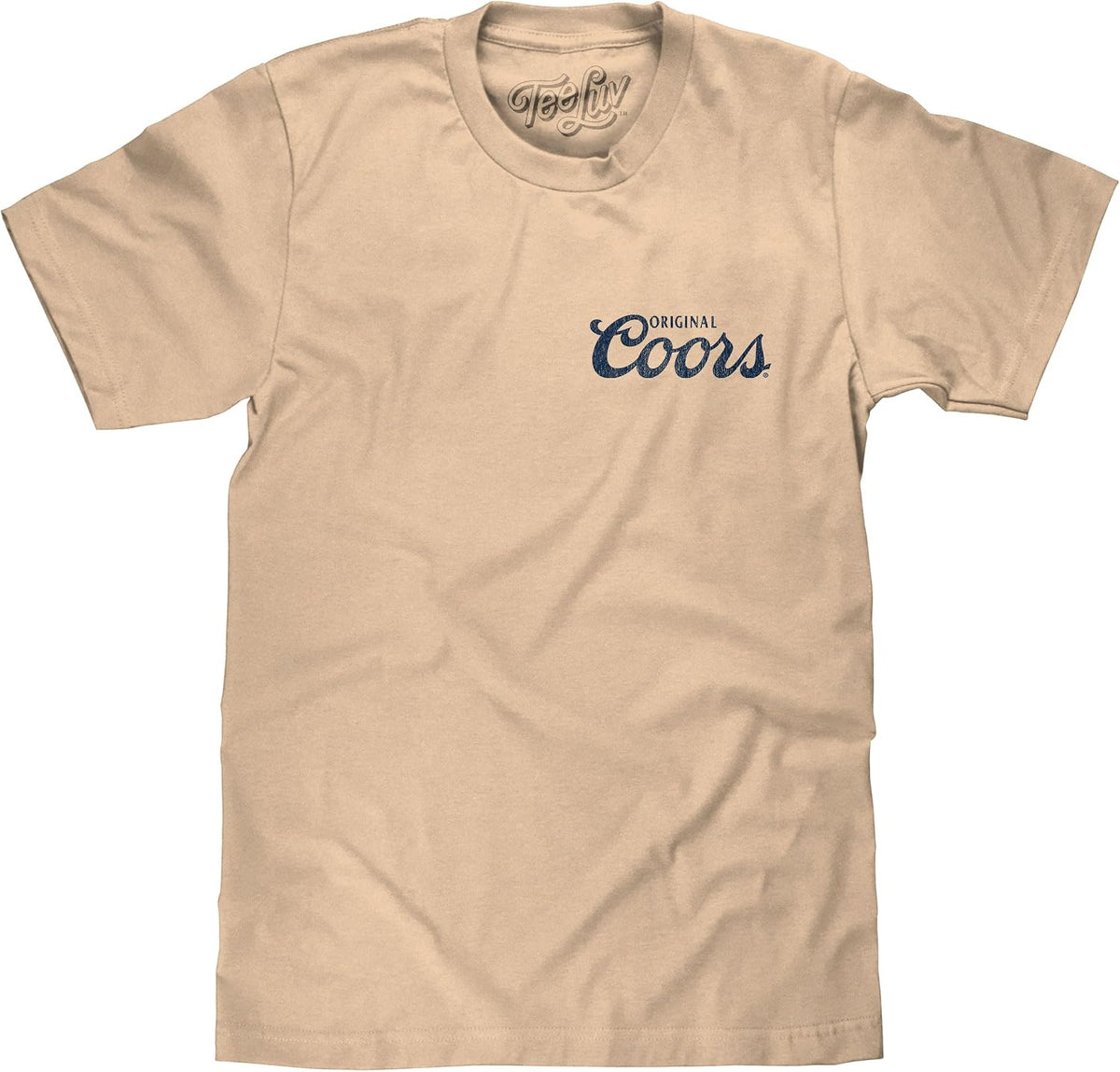 Tee Luv Men's Original Coors Rodeo Legend Double Sided Beer Logo Shirt - Cream