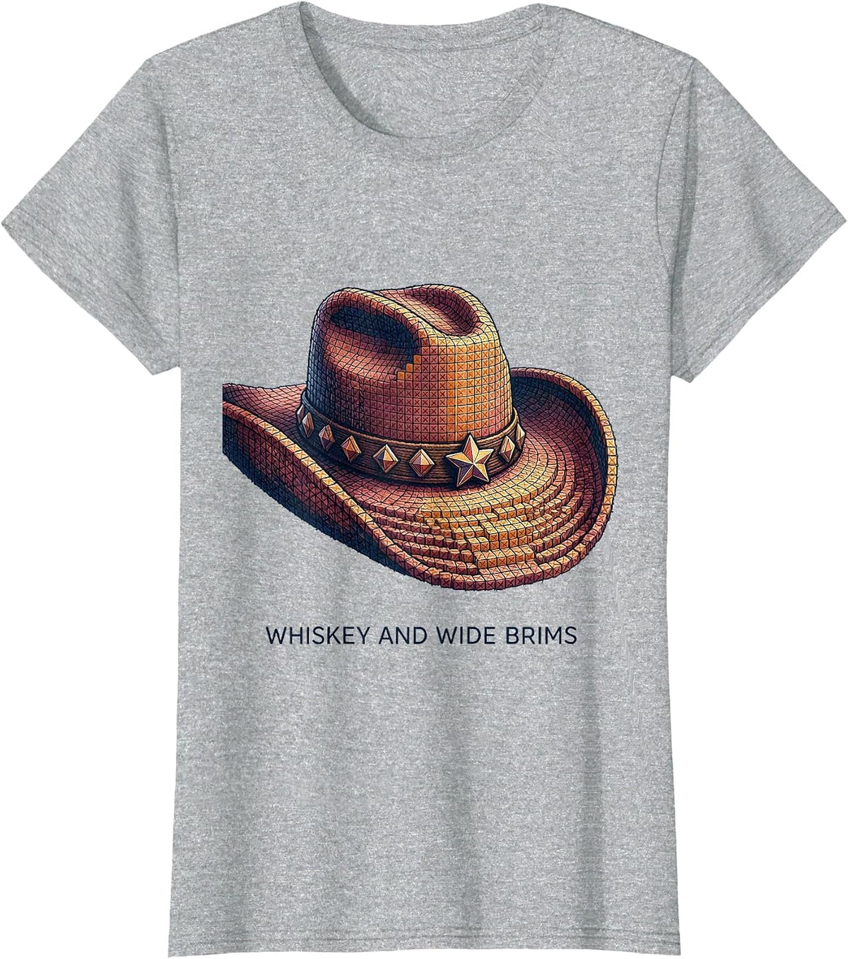 Women's Whiskey and Wide Brims Cowgirl Design T-Shirt - Heather Grey