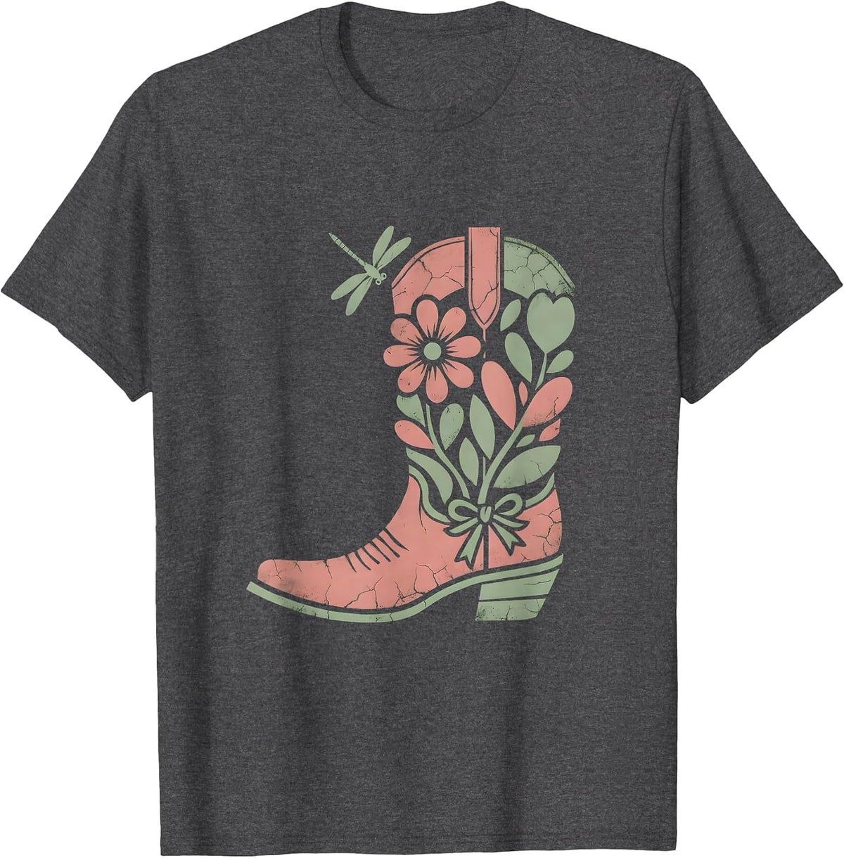 Men's Cowgirl Boot Kicking Desert Dust Western Graphic T-Shirt - Dark Heather Grey