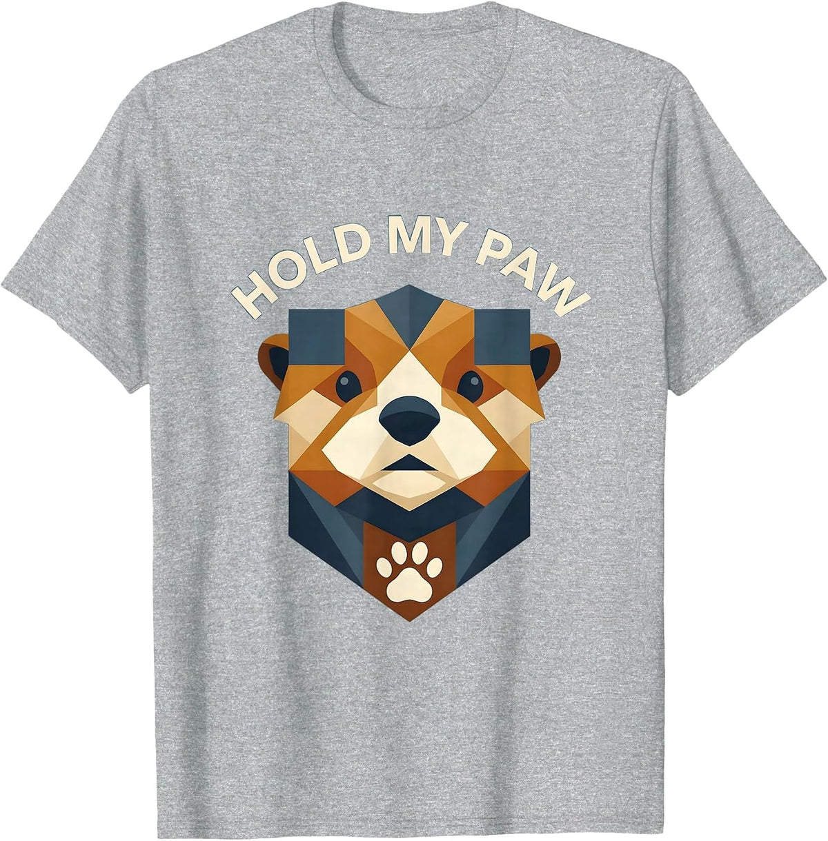 Men's Hold My Paw Cute Otter Design T-Shirt - Heather Grey