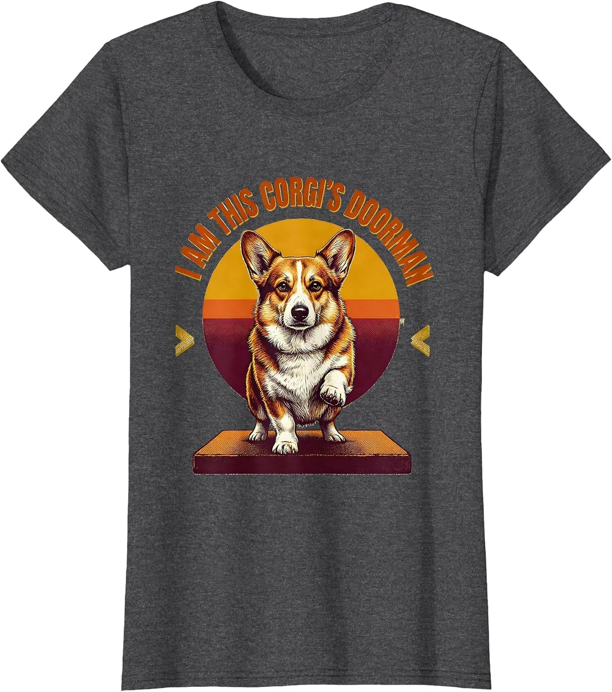 Women's I Am This Corgi's Doorman Funny Corgi Owner Breed Humor T-Shirt - Dark Heather Grey