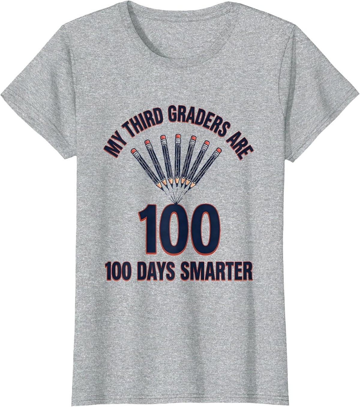 My Third Graders Are 100 Days Smarter Retro Teacher 100th T-Shirt - Heather Grey