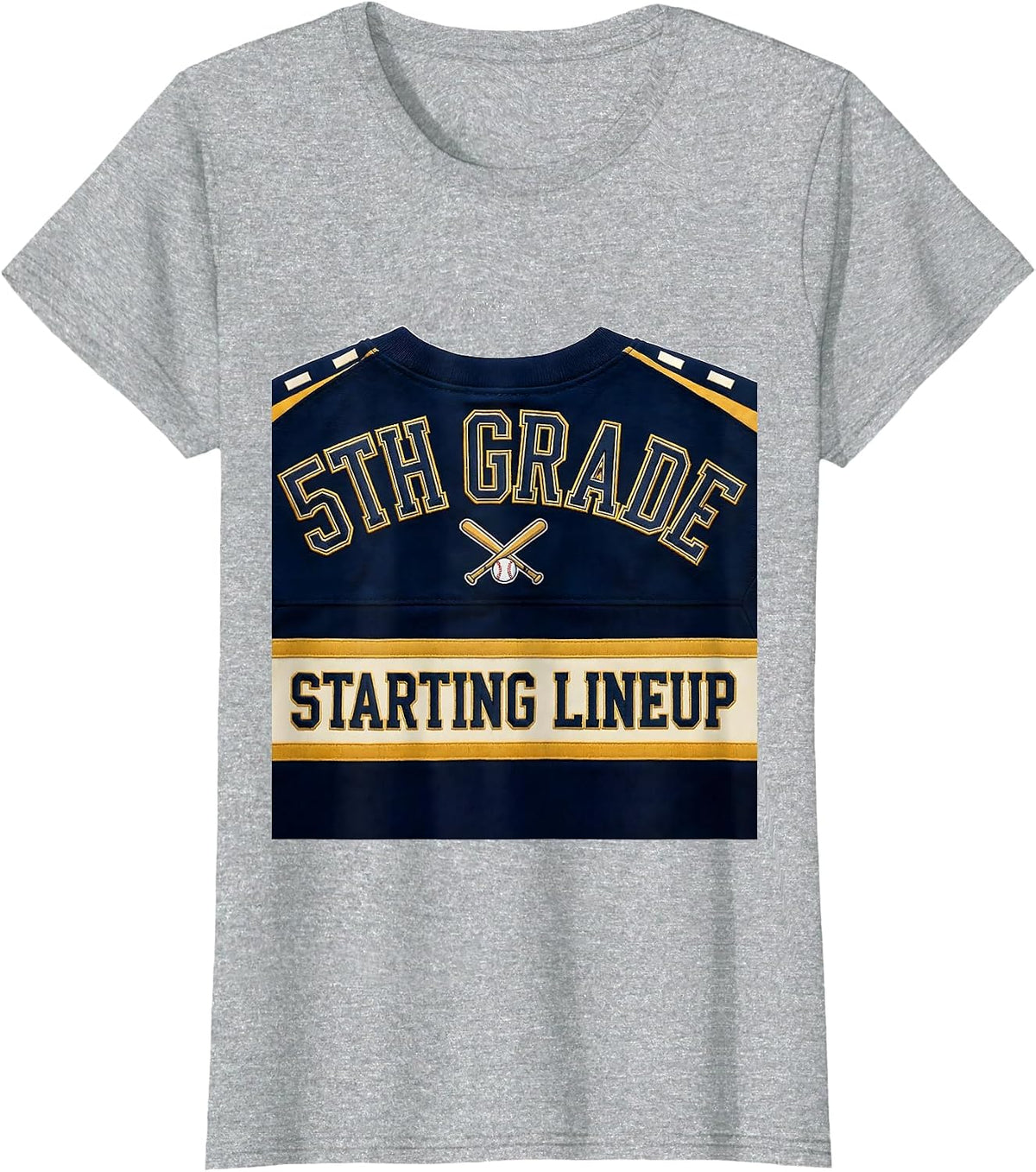 5th Grade Starting Lineup Sports Back To School Baseball T-Shirt - Heather Grey