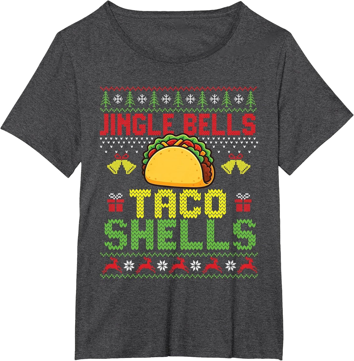 Jingle Bells Taco Shells - Taco Lover Mexican Food Xmas T-Shirt - Dark Heather Grey