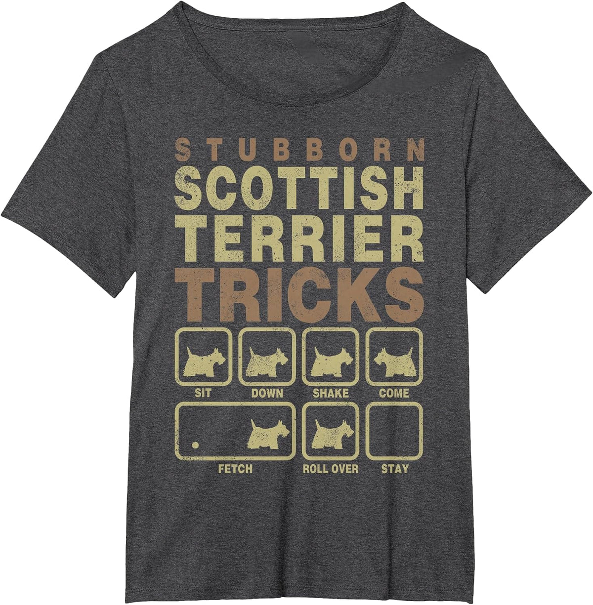 Pet Dog Lover Stubborn Tricks Scottish Terrier T-Shirt - Dark Heather Grey