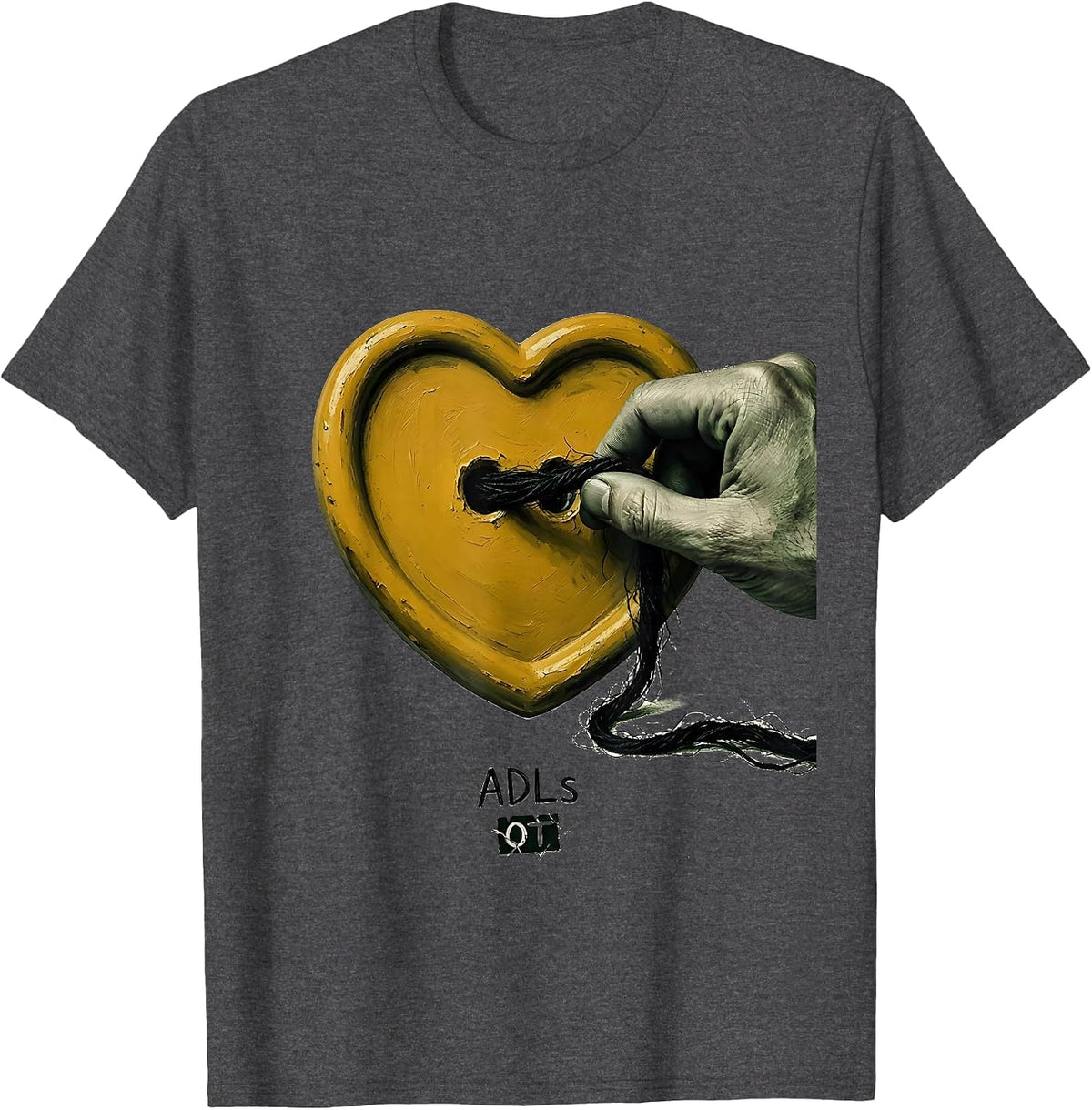 ADLS OT Occupational Therapy Valentine Candy Heart Pride T-Shirt - Dark Heather Grey