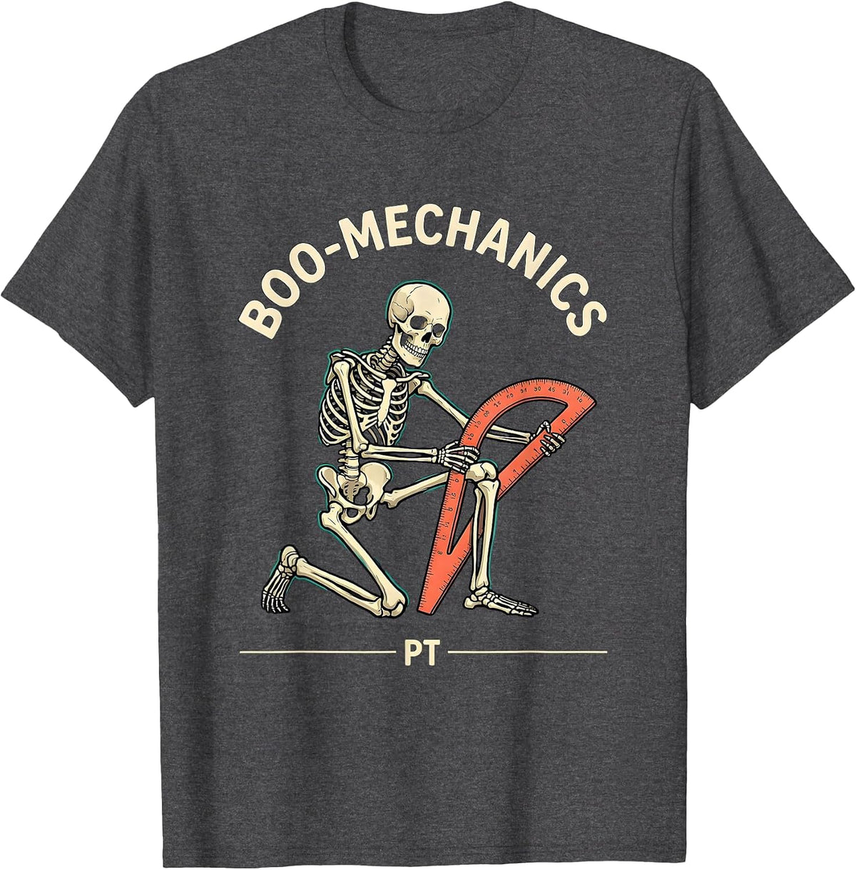Boo-mechanics PT Funny Physical Therapist Halloween Workwear T-Shirt - Dark Heather Grey