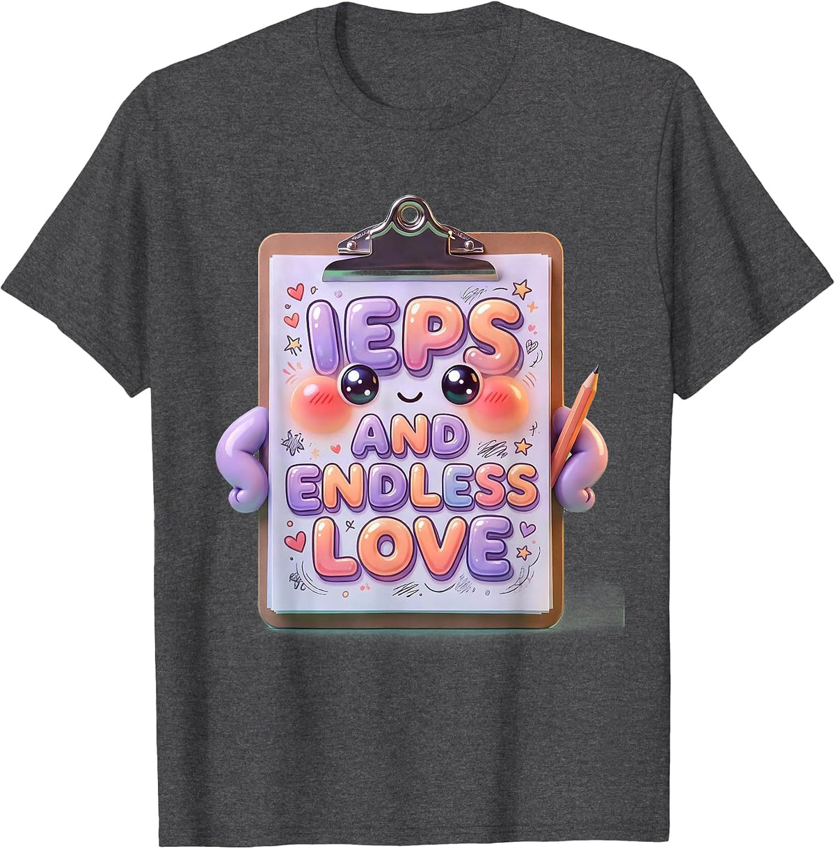 Men's IEPs and Endless Love SPED Teacher Design T-Shirt - Dark Heather Grey
