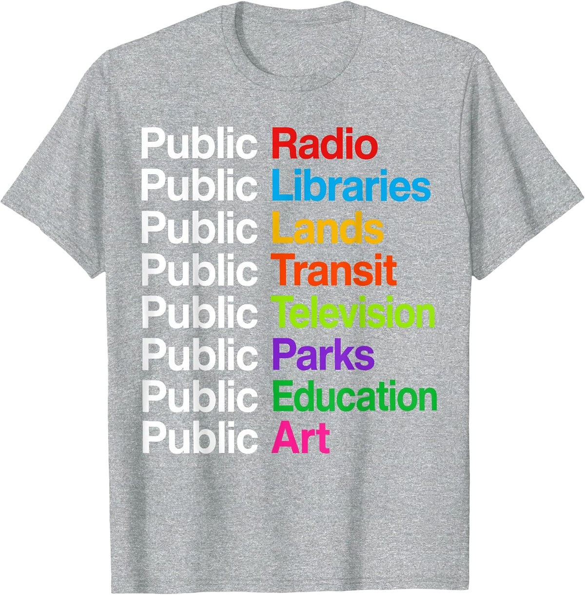 Public Radio Libraries Lands Transit Television Parks T-Shirt - Heather Grey