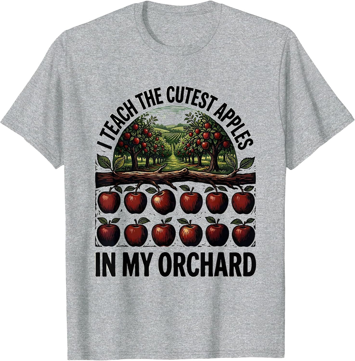 Men's I Teach the Cutest Apples in My Orchard Elementary Teacher T-Shirt - Heather Grey