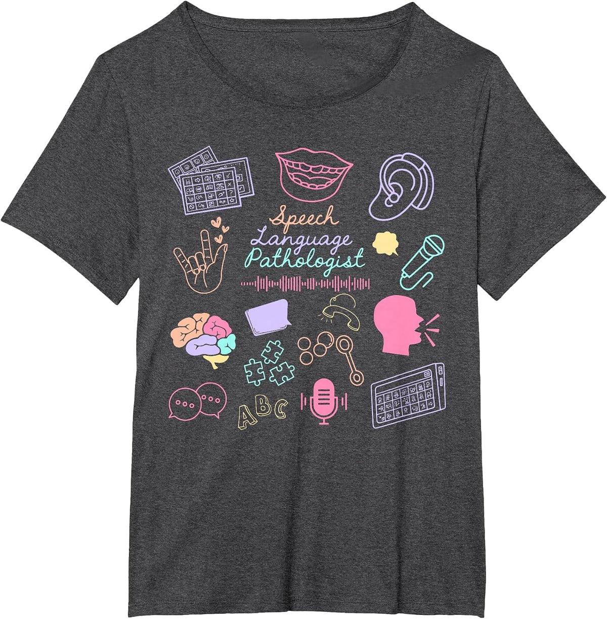 Retro Speech Language Pathologist SLP SLPA Speech Therapist T-Shirt - Dark Heather Grey