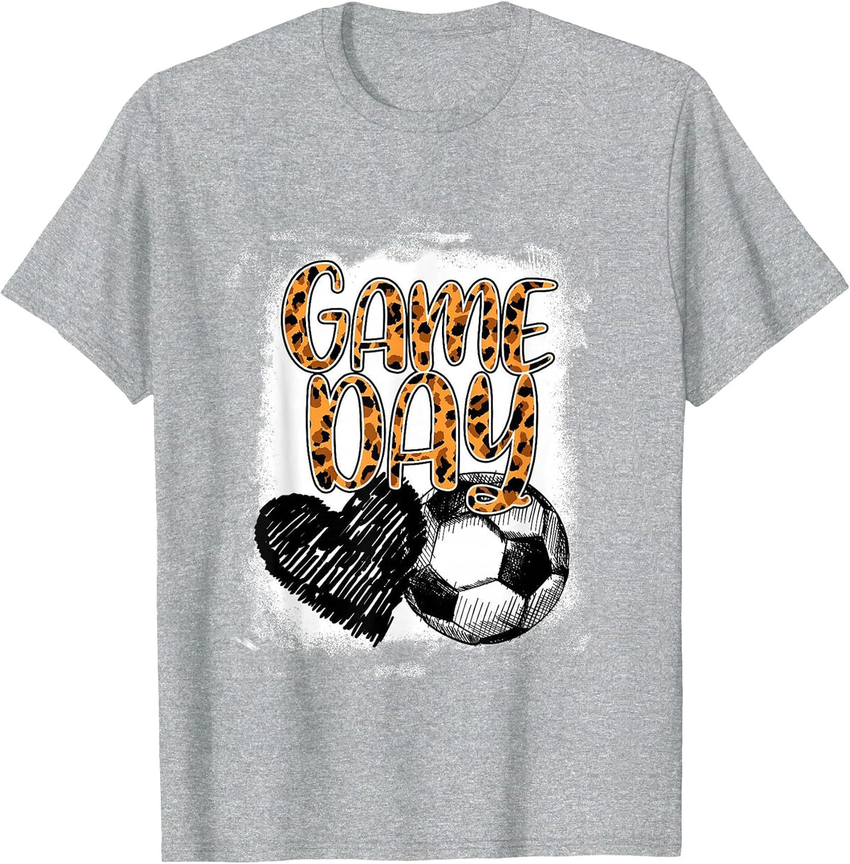 Soccer Game Day Women Leopard Cheetah Print Soccer Fan T-Shirt - Heather Grey