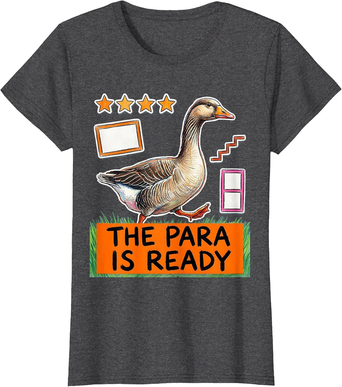 Women's The Para Is Ready Naive Kidcore Funny SPED Teacher T-Shirt - Dark Heather Grey