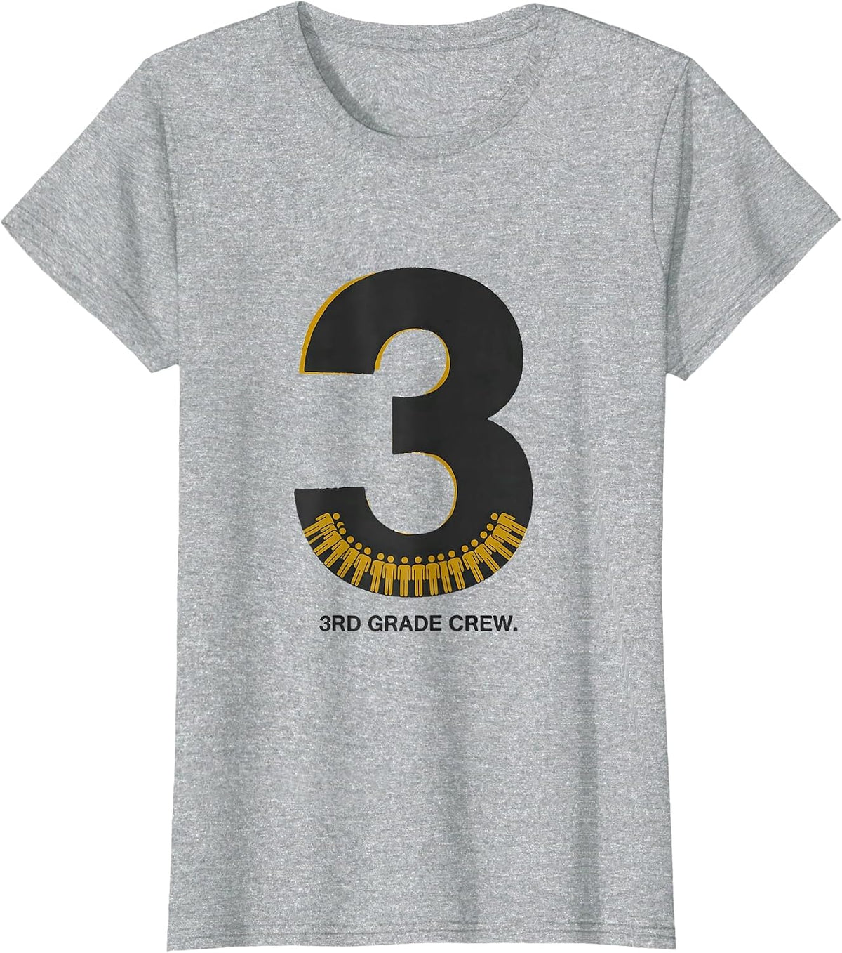 Women's 3rd Grade Crew Minimalist Back to School Teacher Student T-Shirt - Heather Grey