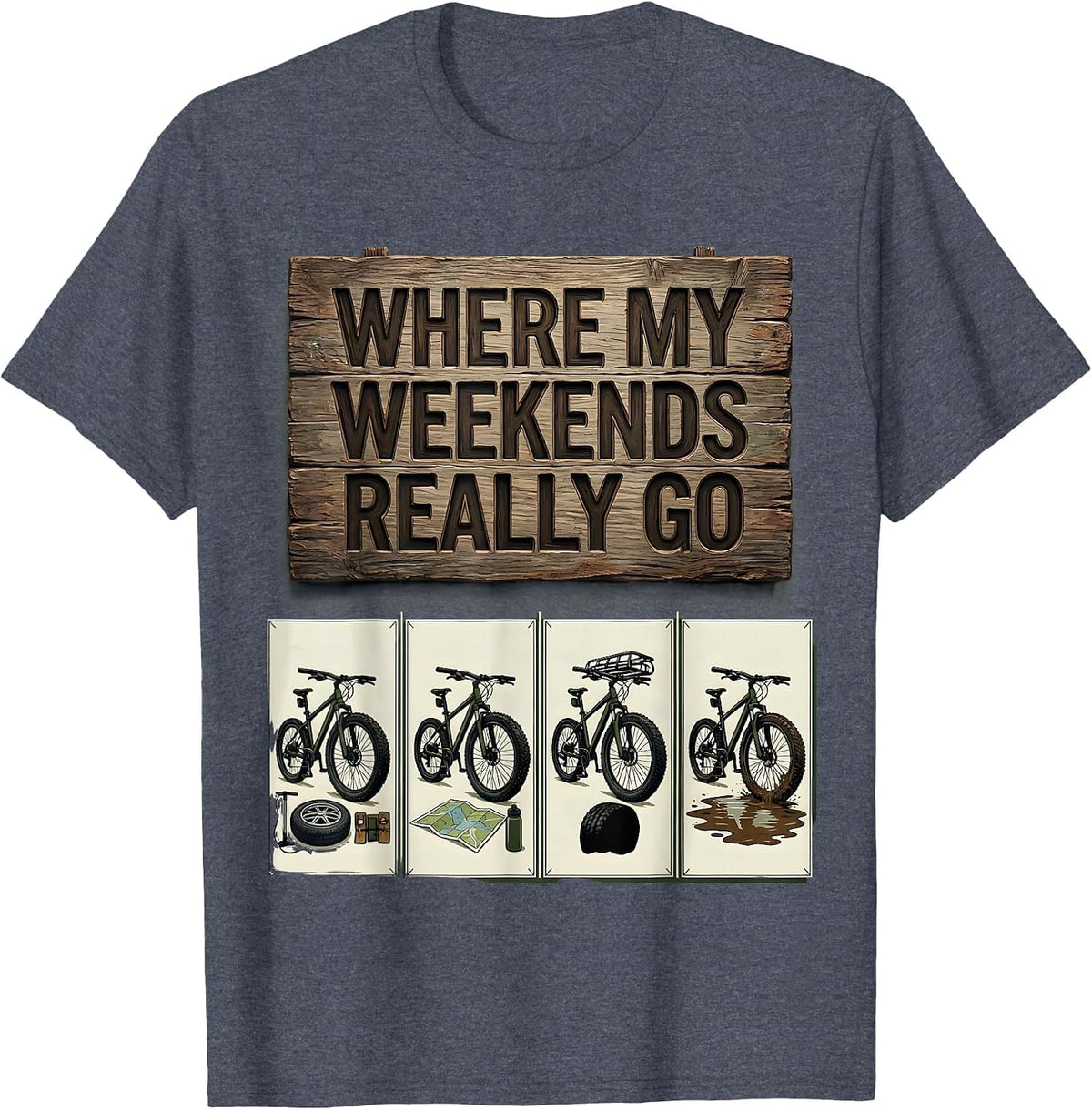 Where My Weekends Really Go Funny Biker Dirt Bike Motocross T-Shirt - Heather Blue