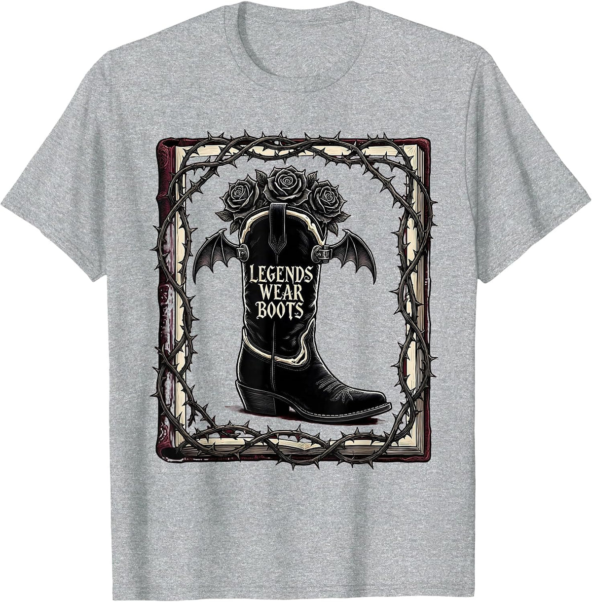 Men's Legends Wear Boots Cowboy Graphic Design T-Shirt - Heather Grey