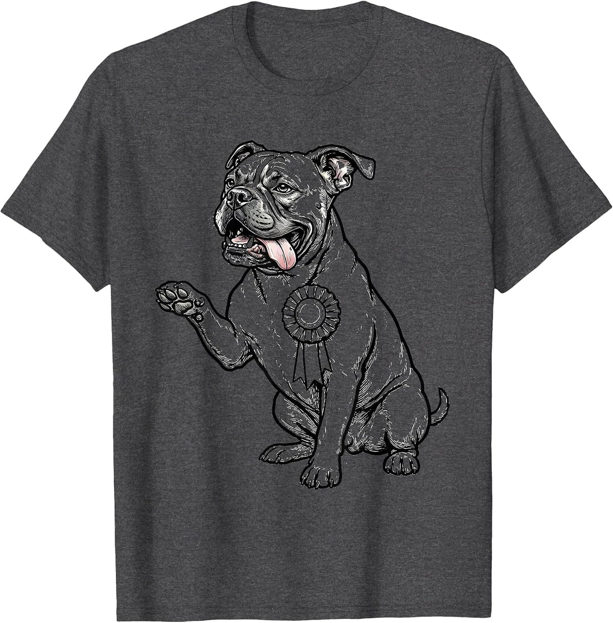 Pitbull Ceremonial Pose Pit Bull Mom Funny Dog Lover T-Shirt - Dark Heather Grey