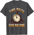 Men's Time Waits For No One Bold Statement Design T-Shirt - Dark Heather Grey