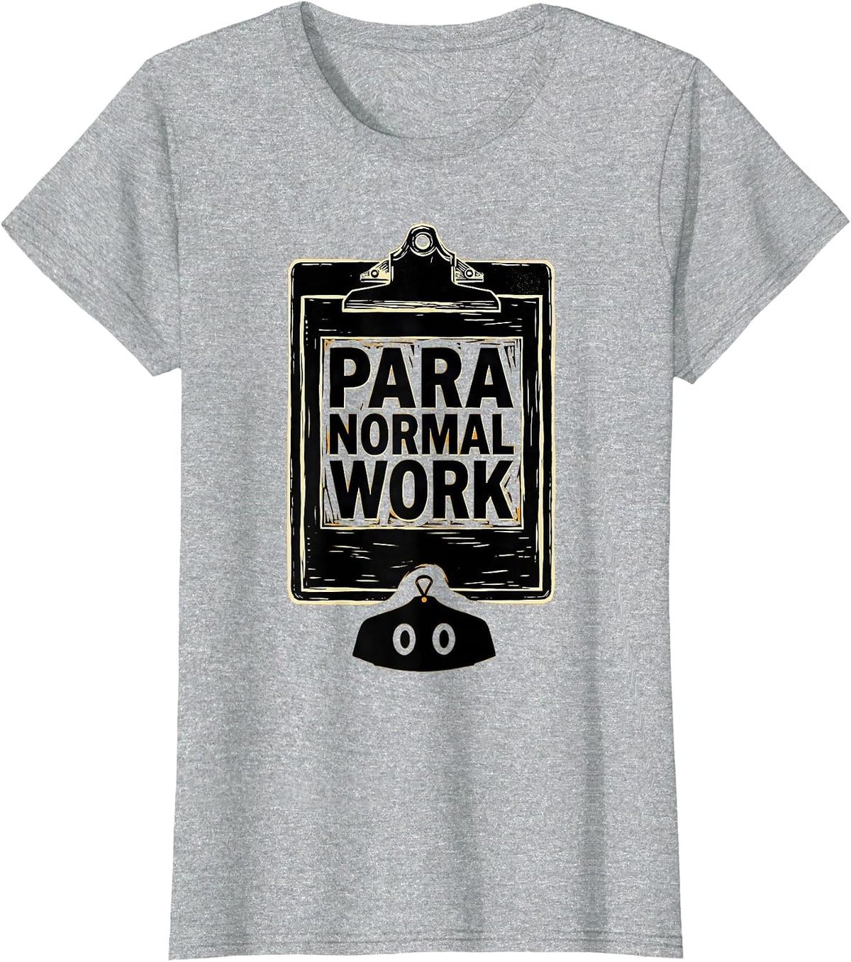 Para Normal Work Linocut Ghost Teacher Aide Halloween Para T-Shirt - Heather Grey