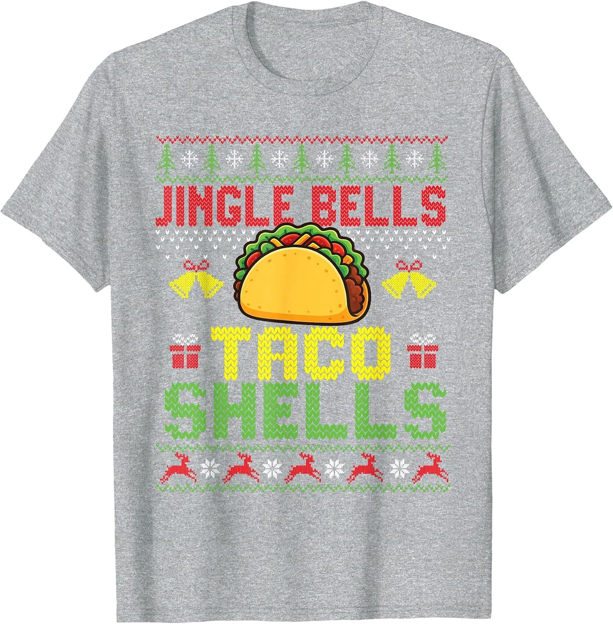 Jingle Bells Taco Shells - Taco Lover Mexican Food Xmas T-Shirt - Heather Grey