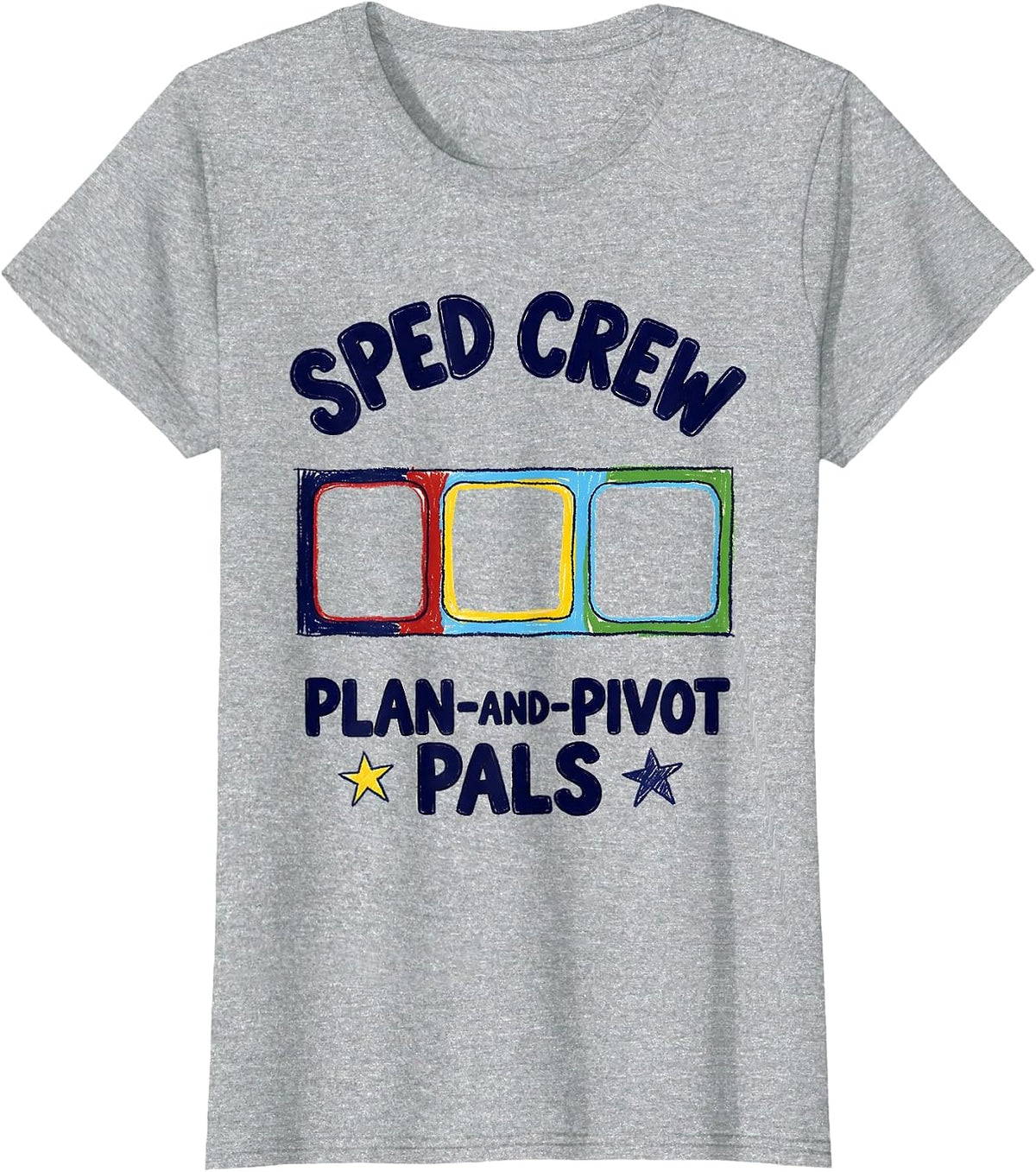 SPED Crew Plan-and-Pivot Pals Naive Kidcore Teacher T-Shirt - Heather Grey