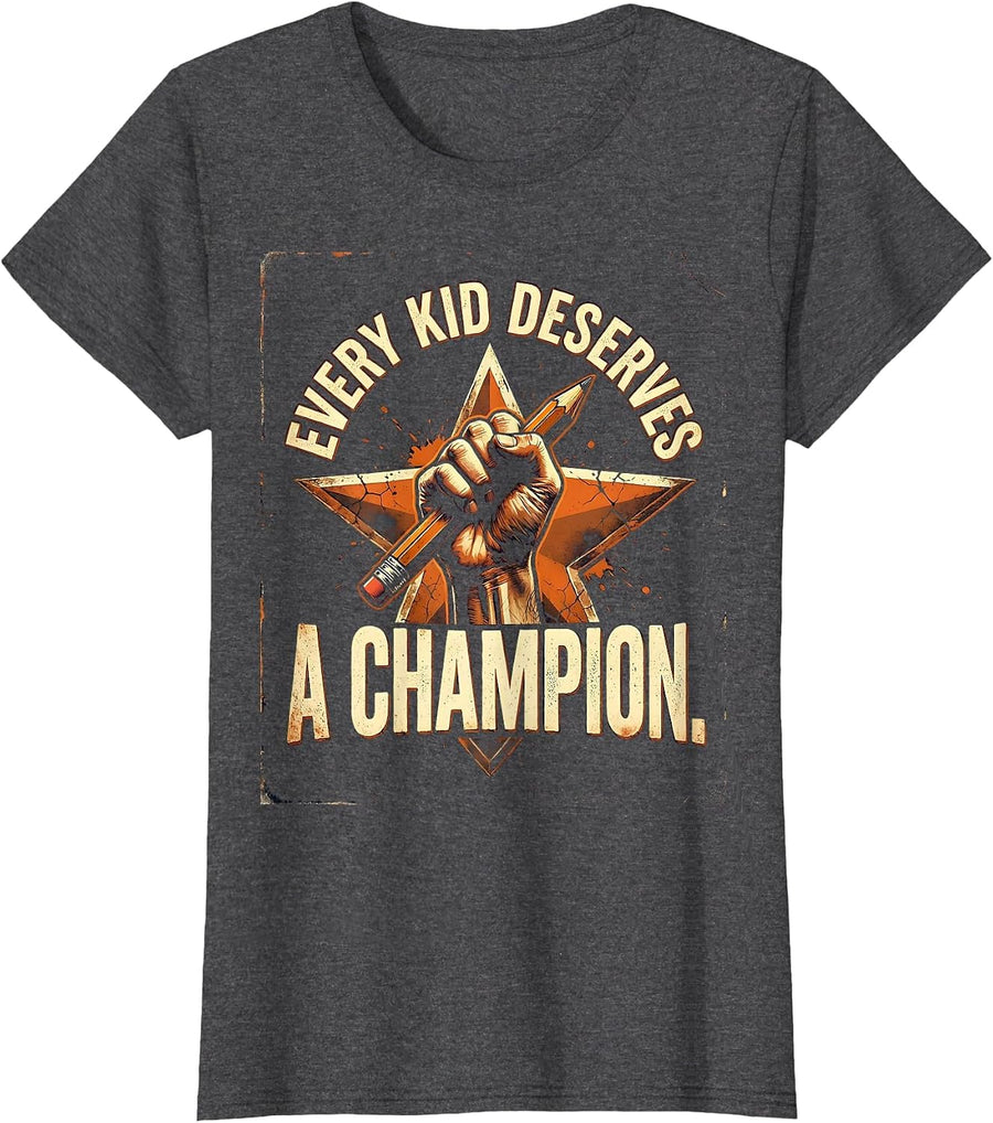Women's Every Kid Deserves a Champion Sped Teacher T-Shirt - Dark Heather Grey