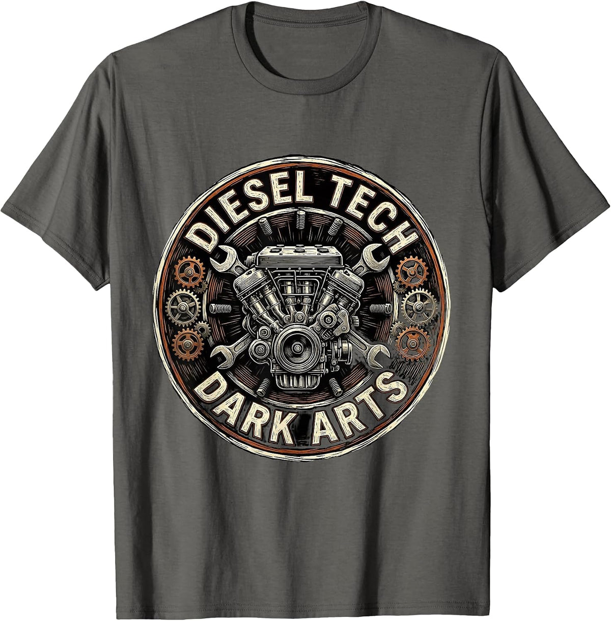 Diesel Tech. Dark Arts. Mechanic Badge T-Shirt - Asphalt Grey