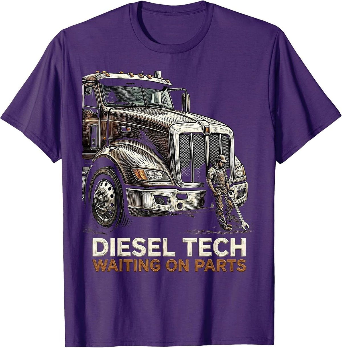 Men's Diesel Tech Waiting On Parts Funny Auto Mechanic Men Gift T-Shirt - Purple