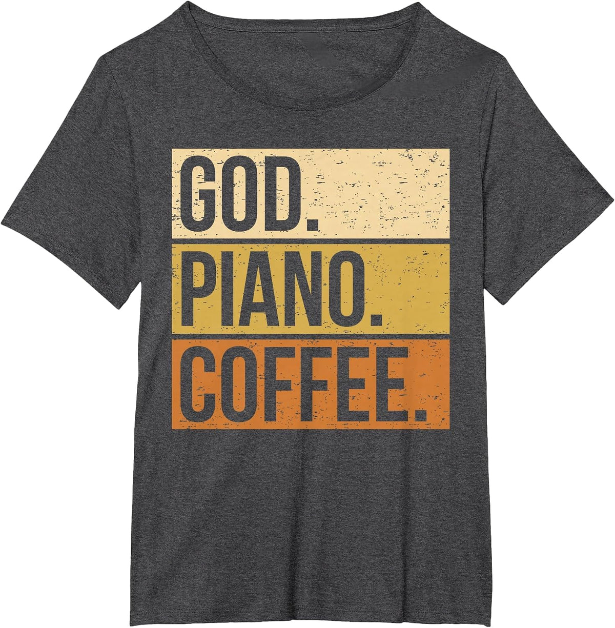 Piano Player Pianist Piano Church Religion I God Coffee T-Shirt - Dark Heather Grey