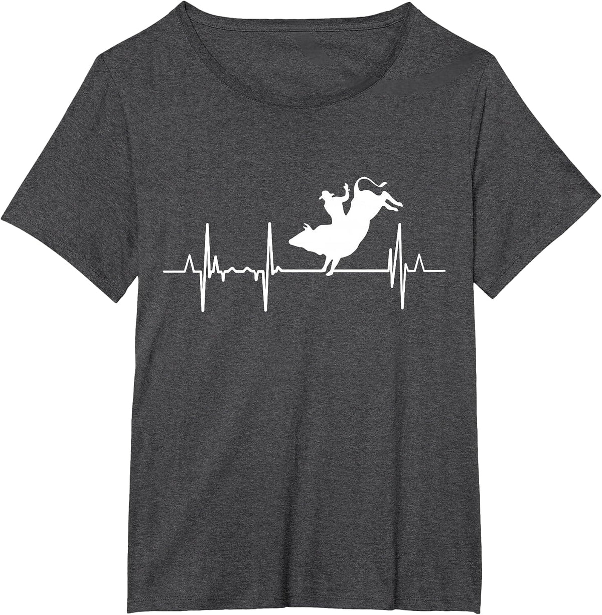 Bull Riding Heartbeat T-Shirt - Dark Heather Grey