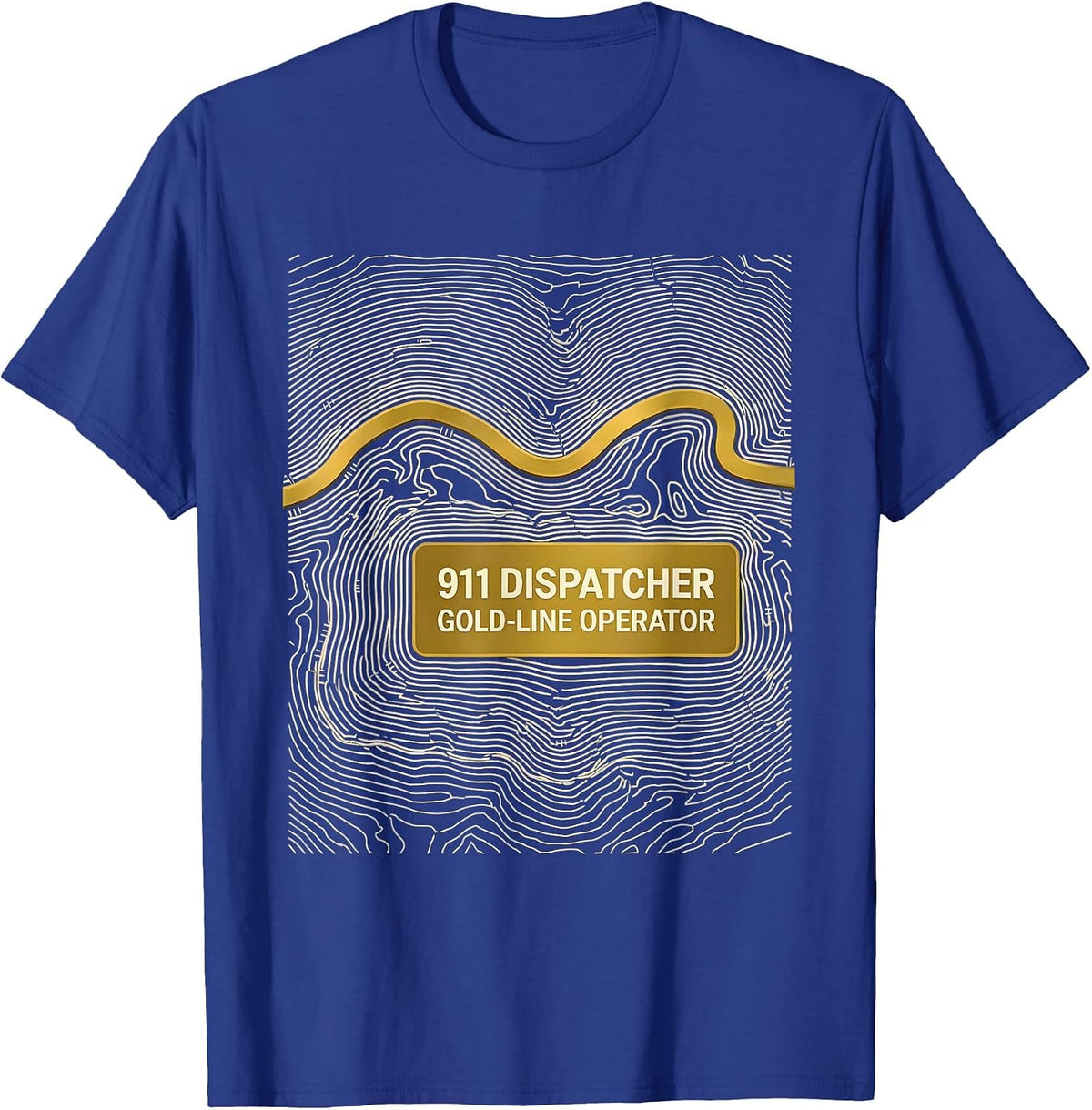 Men's 911 Dispatcher Gold-Line Operator Thin Line Tribute T-Shirt - Royal Blue