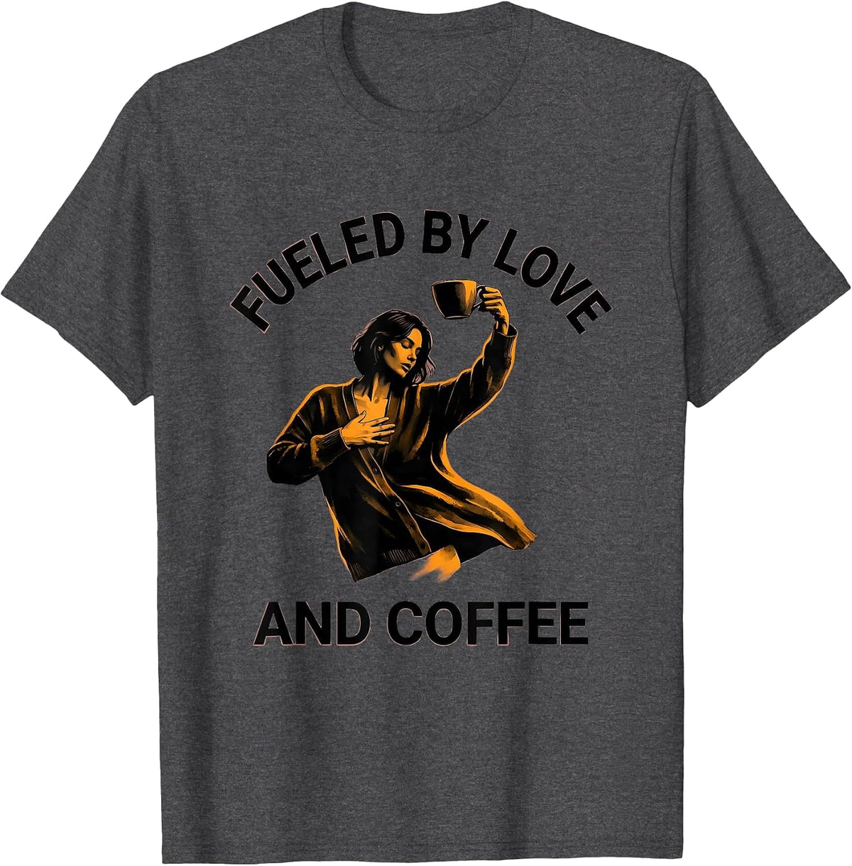 Fueled By Love and Coffee Sped Teacher Design T-Shirt - Dark Heather Grey