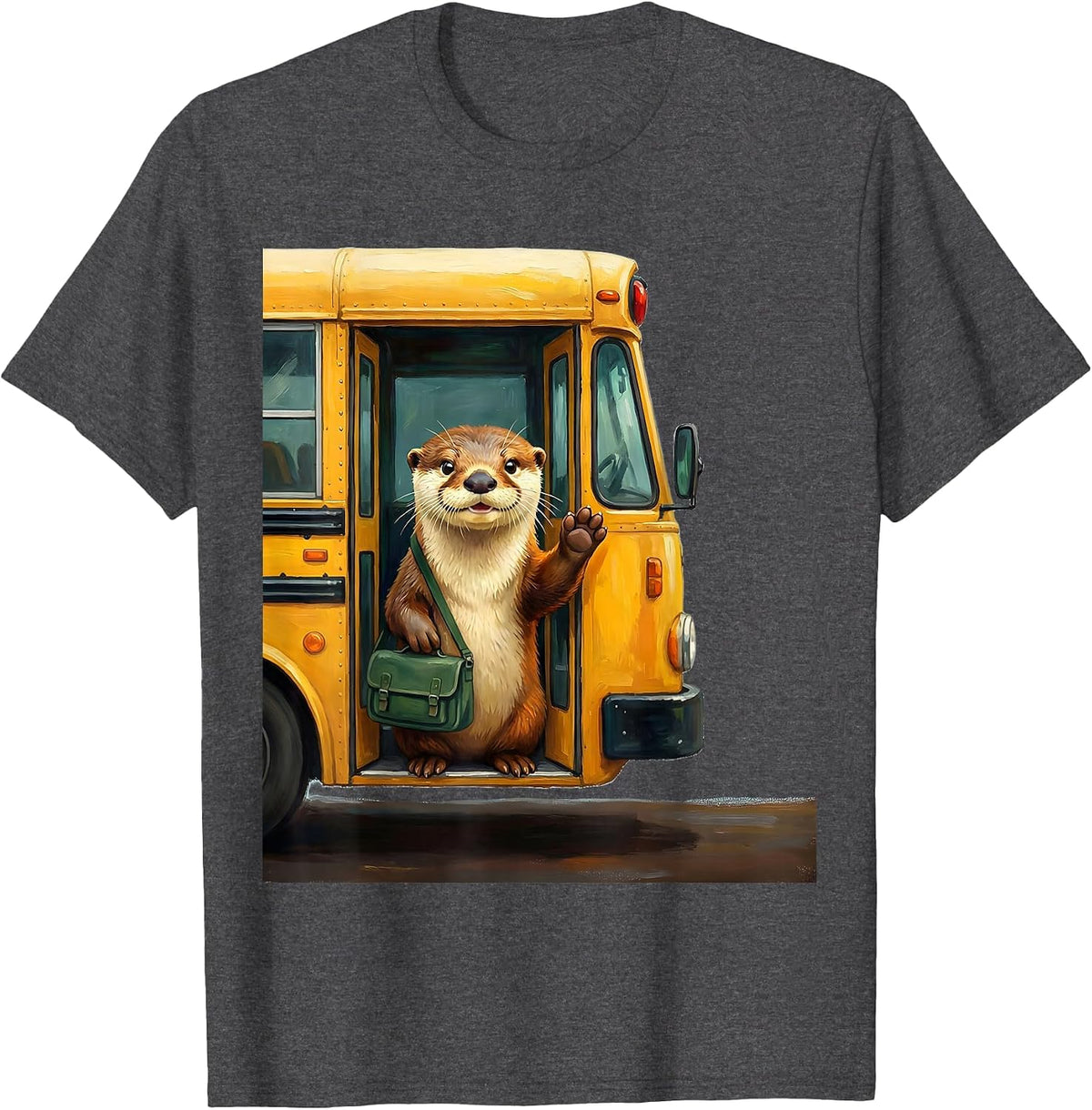 Storybook Otter Teacher Back to School Gift T-Shirt - Dark Heather Grey