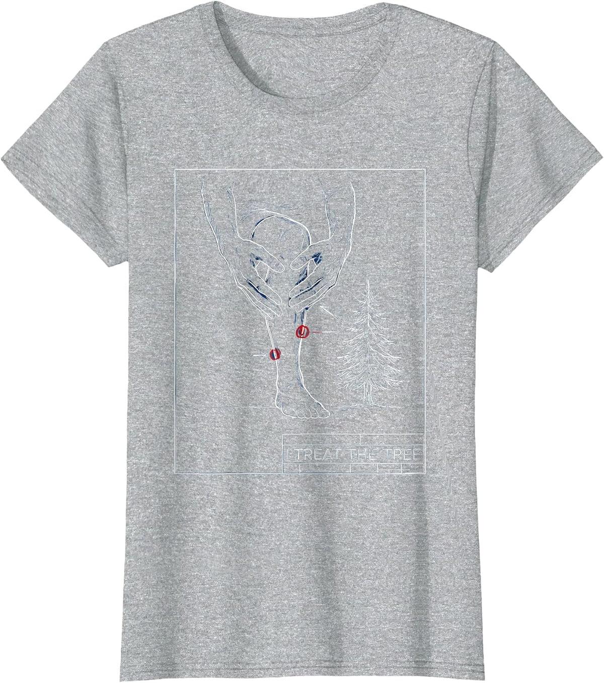 I Treat The Tree Technical Blueprint Funny Physical Therapy T-Shirt - Heather Grey