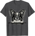 Men's My Papillon Stays With Me Monochromatic Dog Lover Gift T-Shirt - Dark Heather Grey
