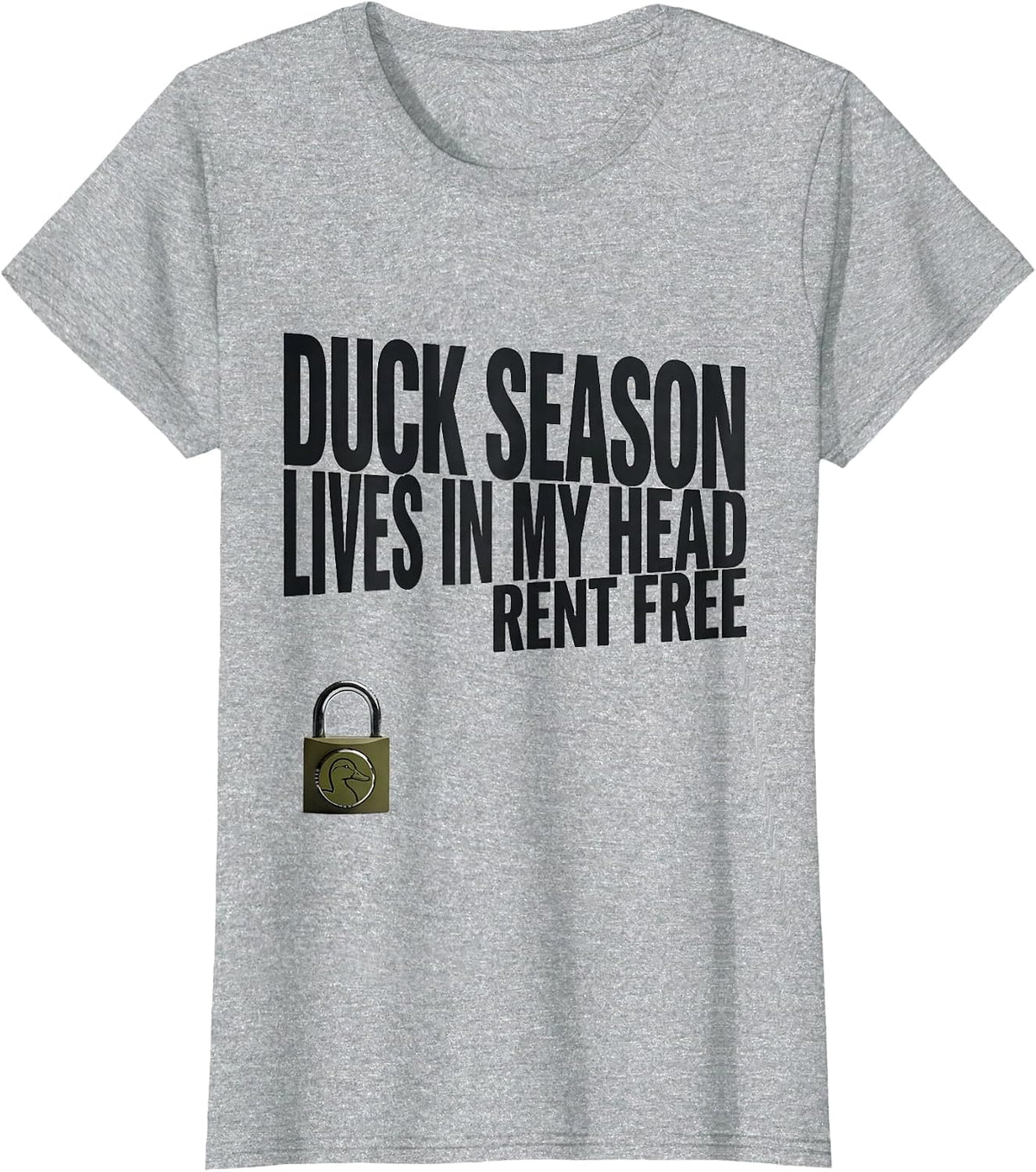 Women's Duck Season Lives In My Head Rent Free Funny Hunting Youth T-Shirt - Heather Grey