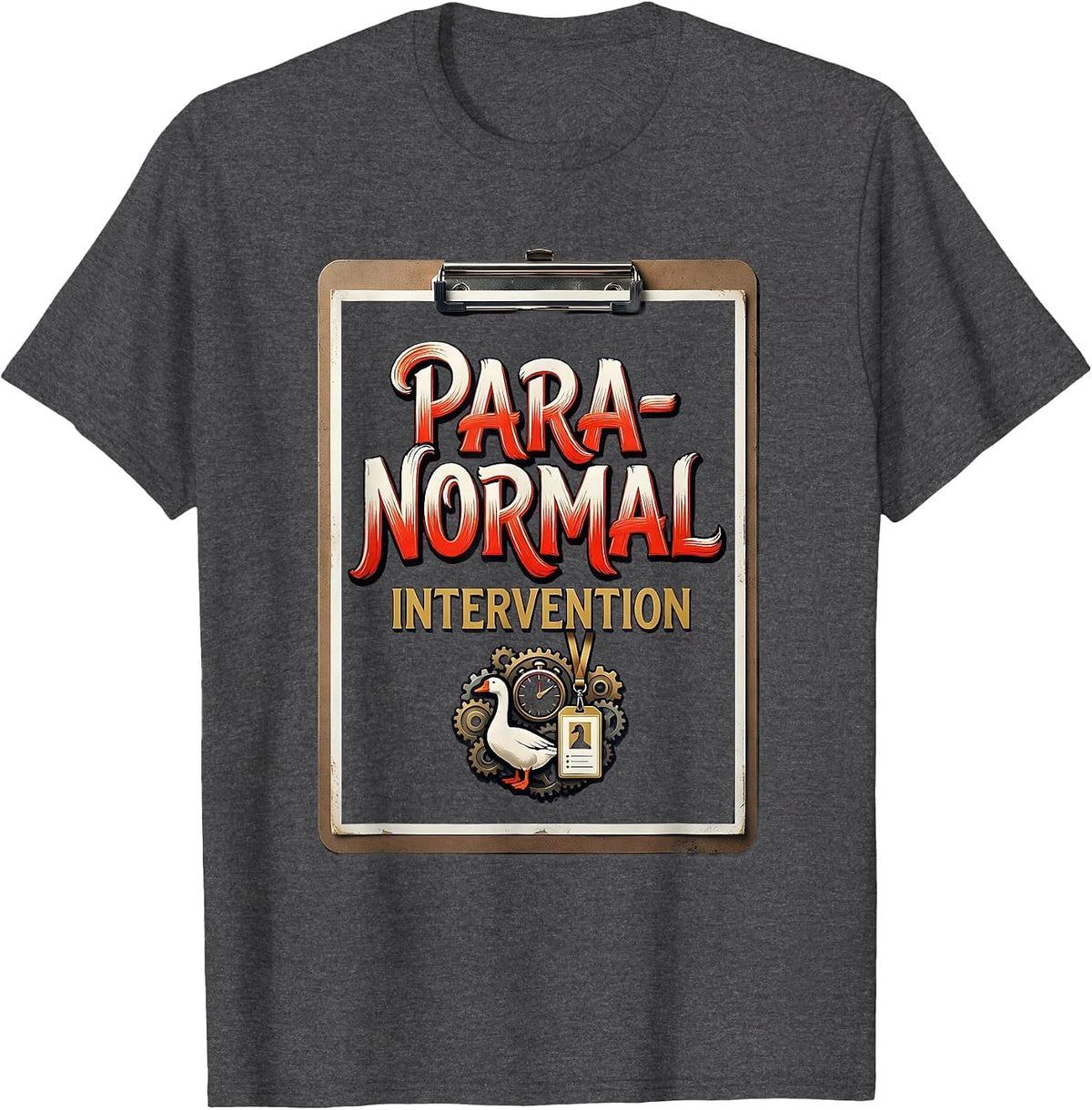 Para-Normal Intervention Funny Paraprofessional Goose SPED T-Shirt - Dark Heather Grey