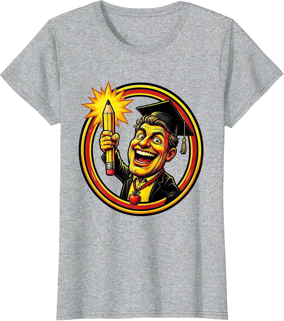 SPED Teacher Pencil Torch Illustration T-Shirt - Heather Grey