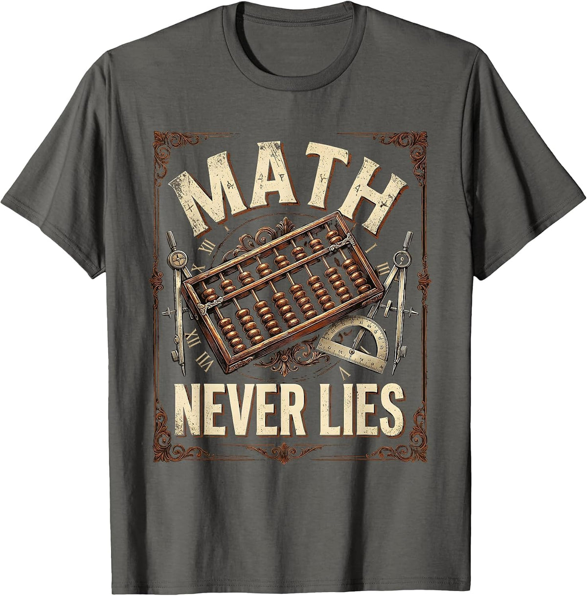 Math Never Lies Bold Statement Design T-Shirt - Asphalt Grey