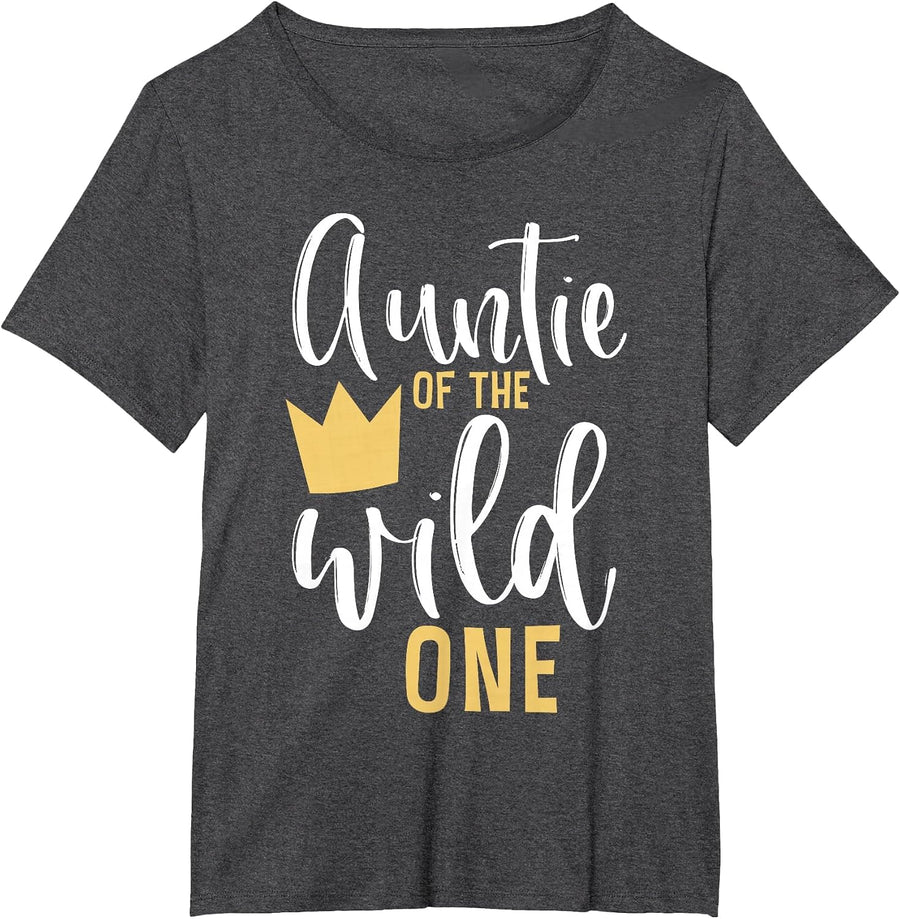 Aunt f the Wild One 1st Birthday First Thing Matching T-Shirt - Dark Heather Grey