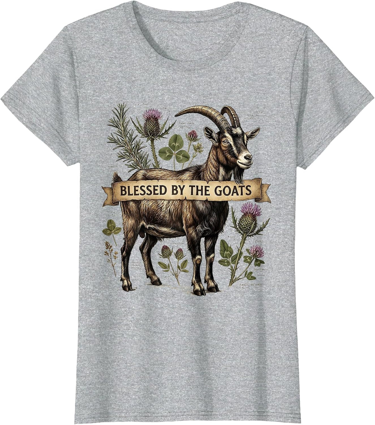 Blessed by the Goats Funny Goat Lover Design T-Shirt - Heather Grey