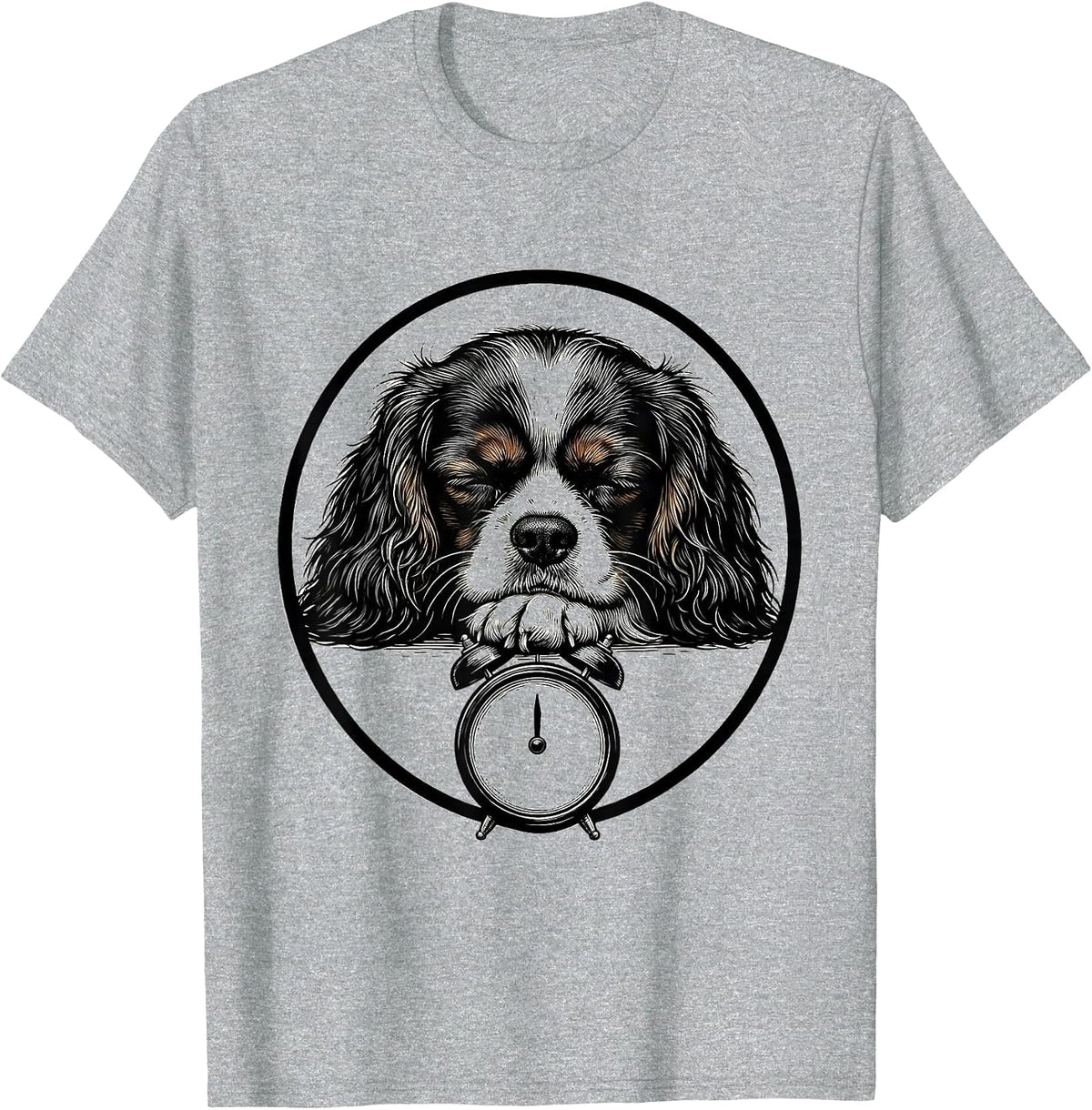 Men's Sleeping Cavalier King Charles Spaniel Funny Dog Lover T-Shirt - Heather Grey