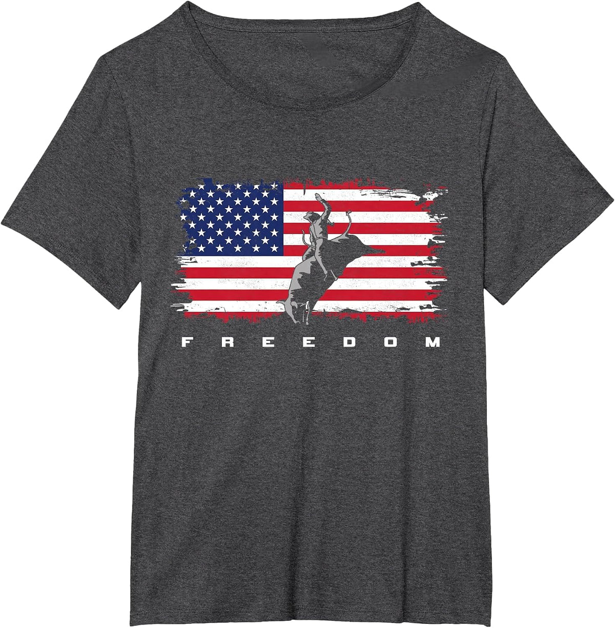 American Flag Bull Riding Apparel - Rodeo T-Shirt - Dark Heather Grey