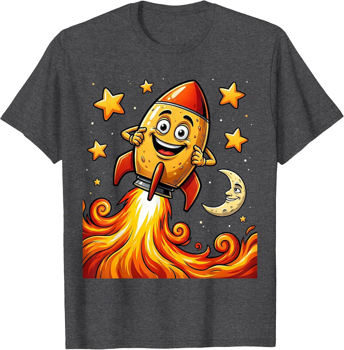 Men's Taco Riding Rocket Ship Through Outer Space T-Shirt - Dark Heather Grey