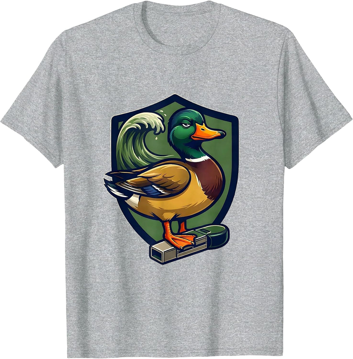 Men's Mallard Mascot Duck Hunter Humor Novelty Gift T-Shirt - Heather Grey