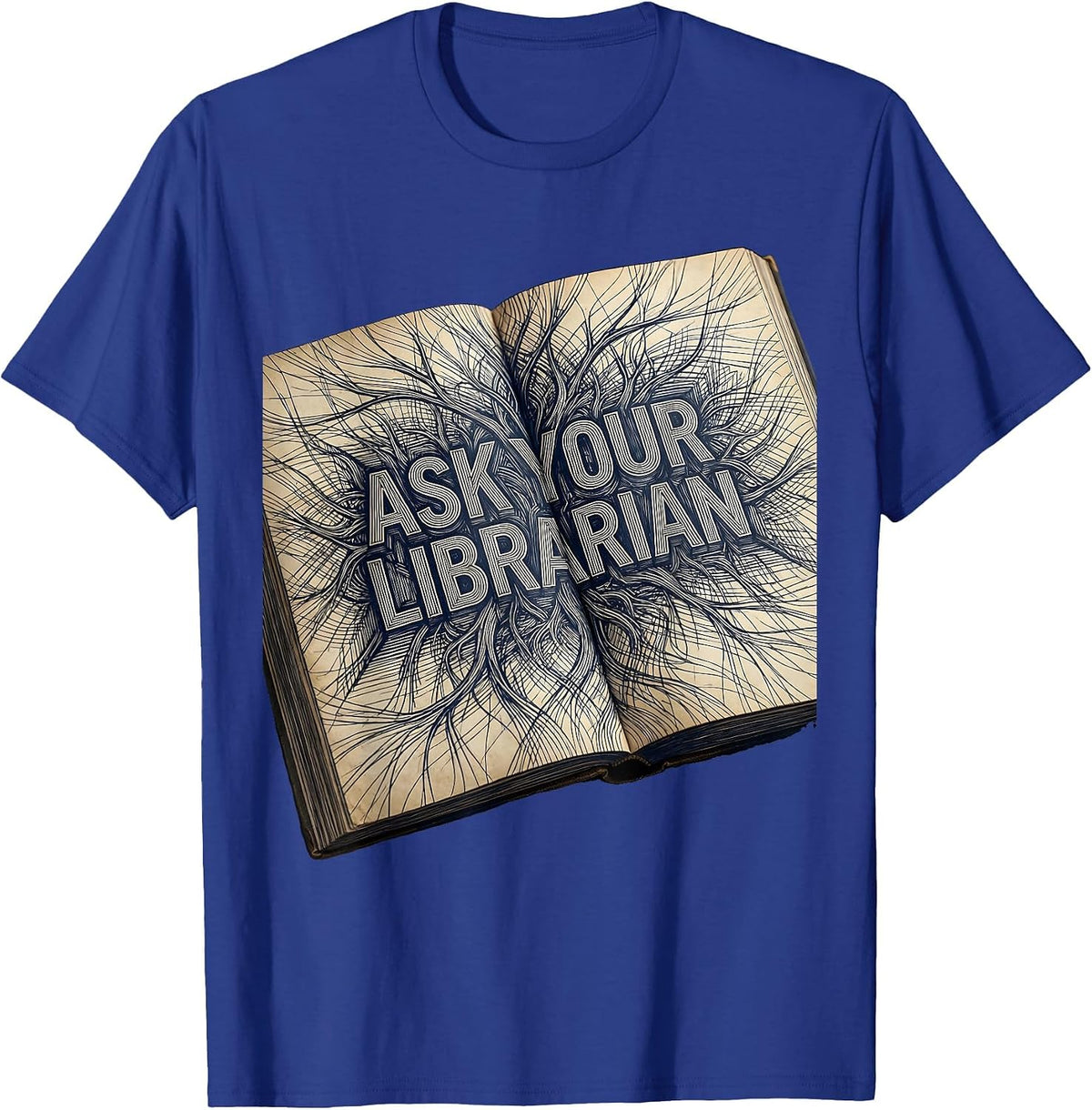 Men's Ask Your Librarian Book Lover Design T-Shirt - Royal Blue