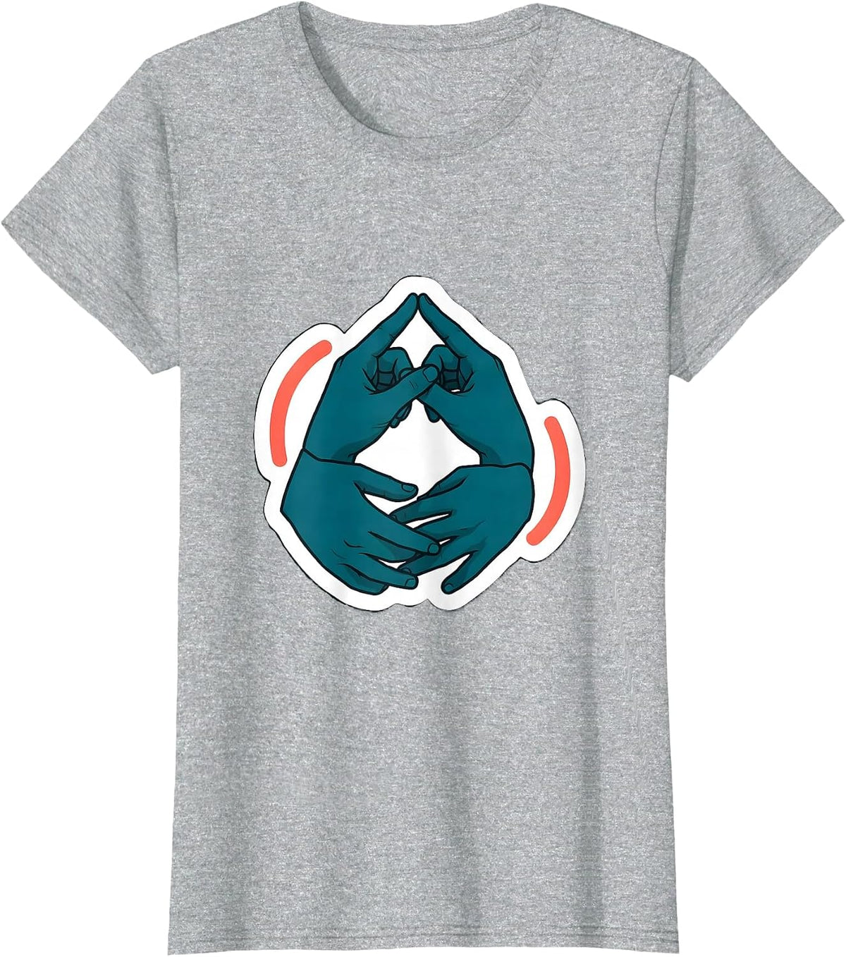 Women's Interlocking Hands ASL Teacher Sign Language Humor T-Shirt - Heather Grey
