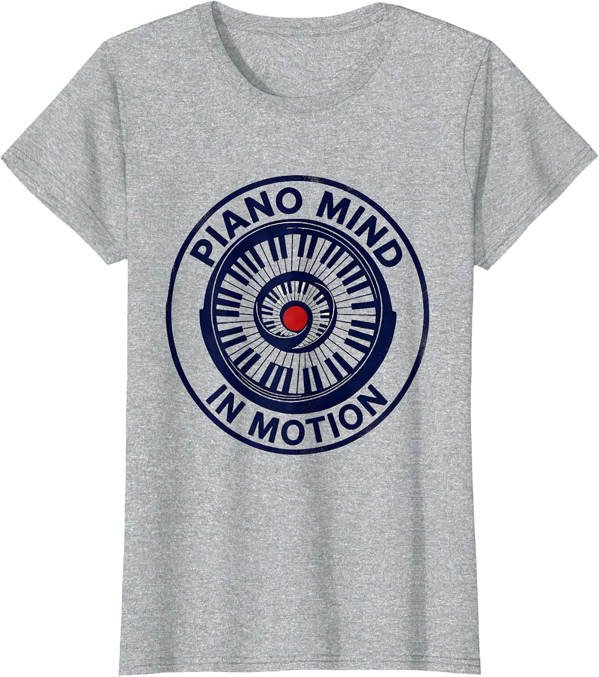 Piano Mind In Motion Retro Pianist Music Lover Graphic T-Shirt - Heather Grey
