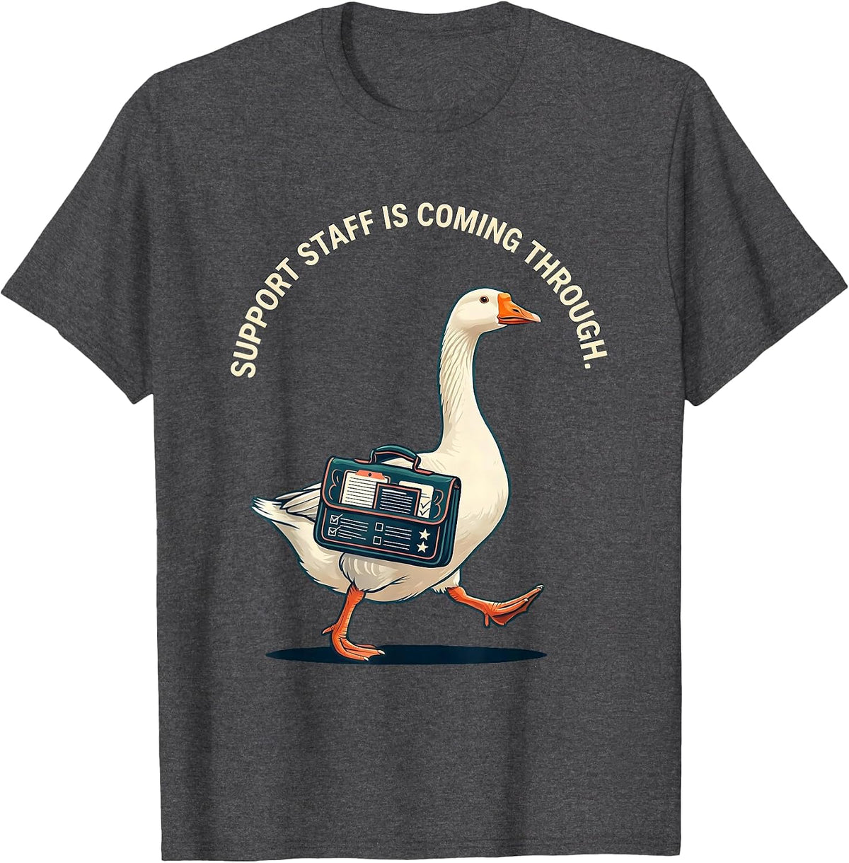 Support Staff Is Coming Through Funny SPED Teacher T-Shirt - Dark Heather Grey