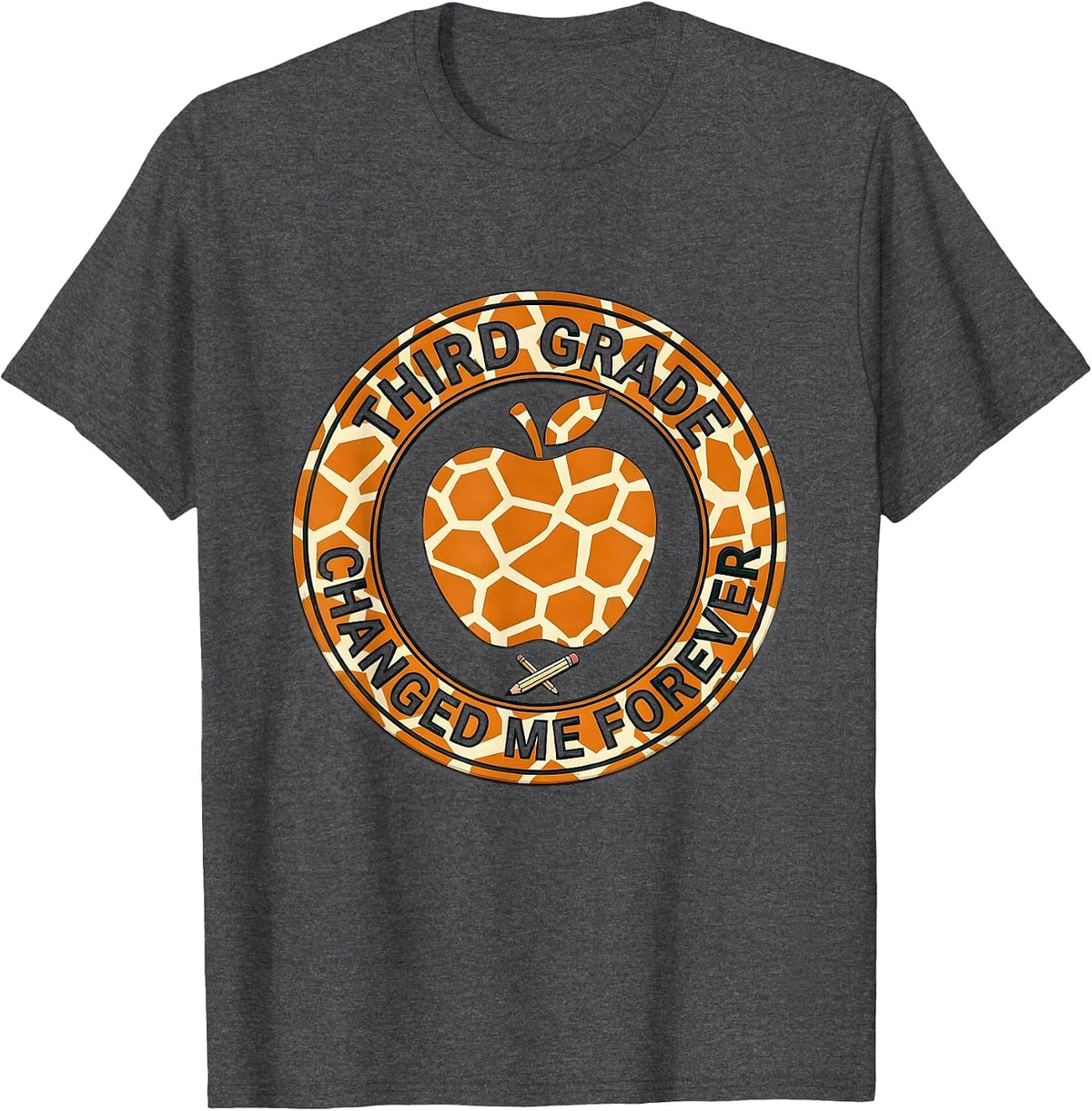 Third Grade Changed Me Forever Teacher Design T-Shirt - Dark Heather Grey